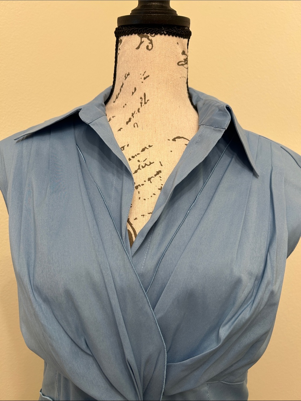 Trina Turk Twist-Front Sleeveless Blouse in Dusty Blue - Picture 2 of 5